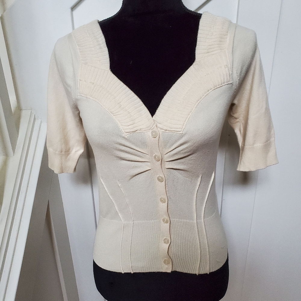 Fitted light weight button up sweater